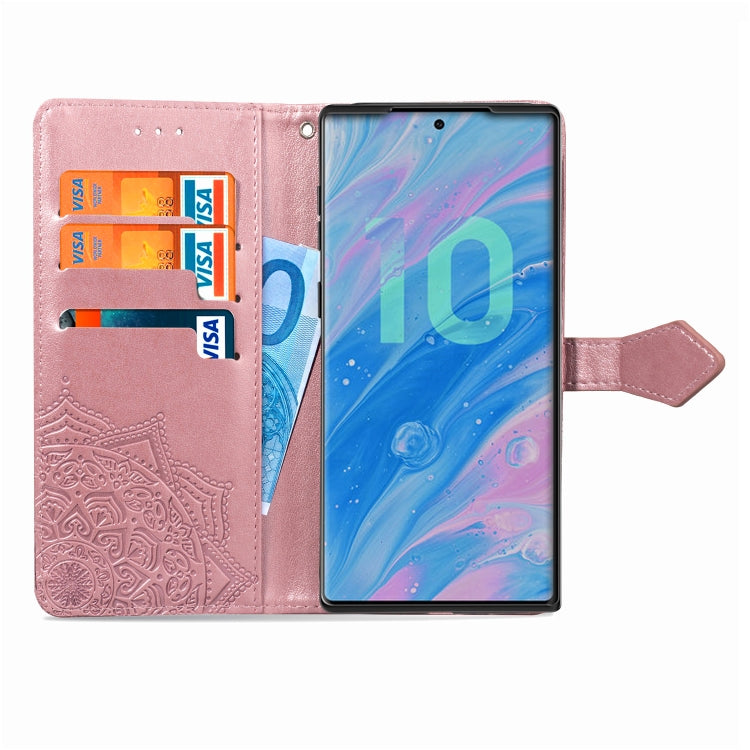 For Galaxy Note10+ Halfway Mandala Embossing Pattern Horizontal Flip Leather Case with Holder & Card Slots & Wallet & Lanyard