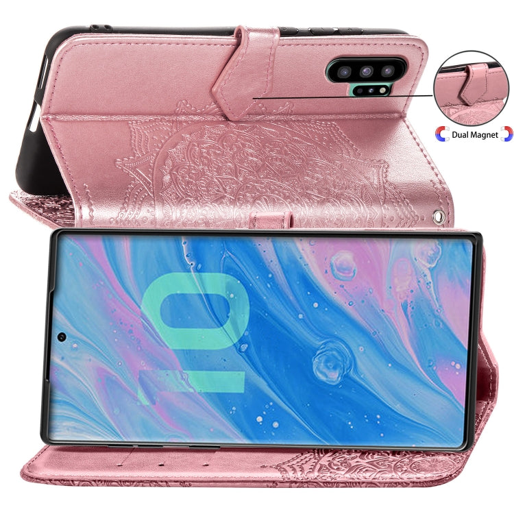 For Galaxy Note10+ Halfway Mandala Embossing Pattern Horizontal Flip Leather Case with Holder & Card Slots & Wallet & Lanyard