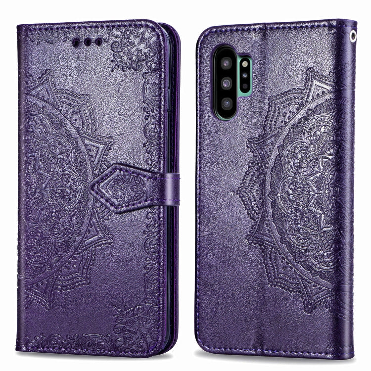 For Galaxy Note10+ Halfway Mandala Embossing Pattern Horizontal Flip Leather Case with Holder & Card Slots & Wallet & Lanyard