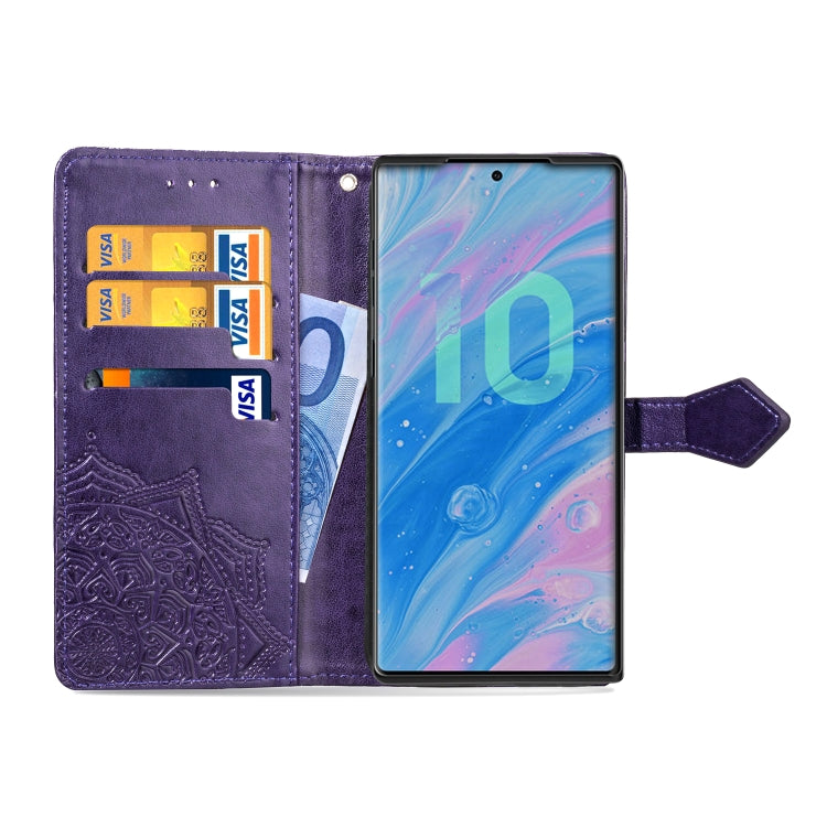For Galaxy Note10+ Halfway Mandala Embossing Pattern Horizontal Flip Leather Case with Holder & Card Slots & Wallet & Lanyard