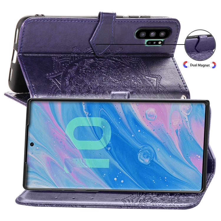 For Galaxy Note10+ Halfway Mandala Embossing Pattern Horizontal Flip Leather Case with Holder & Card Slots & Wallet & Lanyard