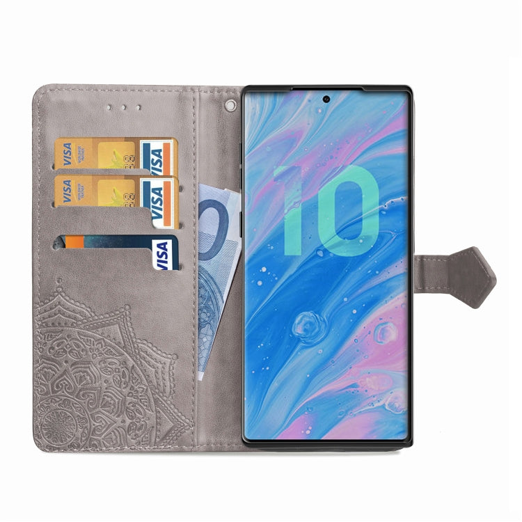 For Galaxy Note10+ Halfway Mandala Embossing Pattern Horizontal Flip Leather Case with Holder & Card Slots & Wallet & Lanyard