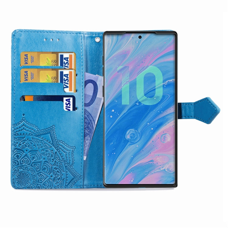 For Galaxy Note10+ Halfway Mandala Embossing Pattern Horizontal Flip Leather Case with Holder & Card Slots & Wallet & Lanyard