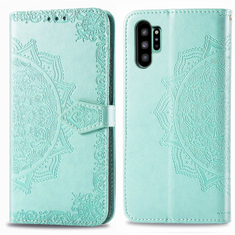 For Galaxy Note10+ Halfway Mandala Embossing Pattern Horizontal Flip Leather Case with Holder & Card Slots & Wallet & Lanyard