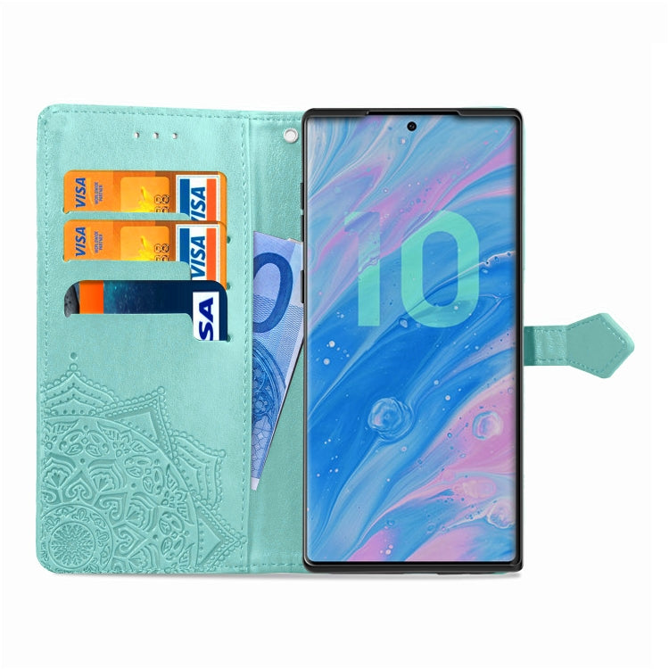 For Galaxy Note10+ Halfway Mandala Embossing Pattern Horizontal Flip Leather Case with Holder & Card Slots & Wallet & Lanyard