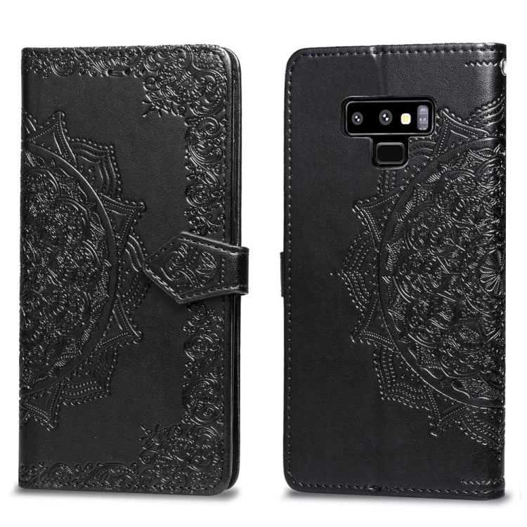 For Galaxy Note9 Halfway Mandala Embossing Pattern Horizontal Flip Leather Case with Holder & Card Slots & Wallet & Lanyard