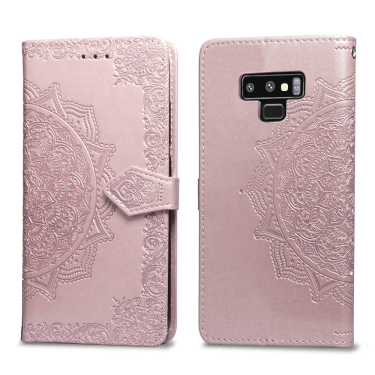 For Galaxy Note9 Halfway Mandala Embossing Pattern Horizontal Flip Leather Case with Holder & Card Slots & Wallet & Lanyard