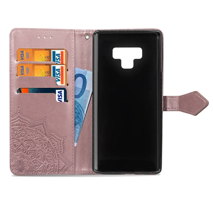 For Galaxy Note9 Halfway Mandala Embossing Pattern Horizontal Flip Leather Case with Holder & Card Slots & Wallet & Lanyard