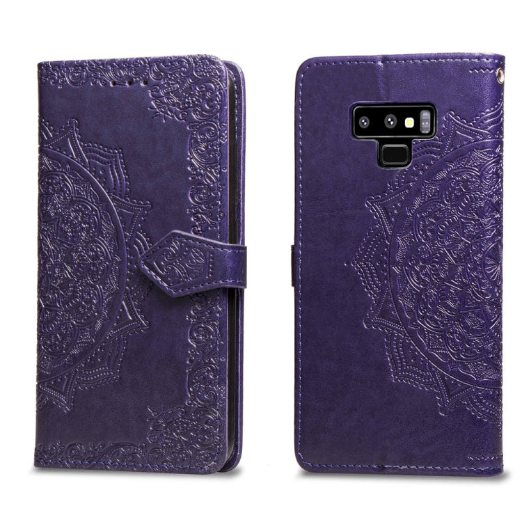 For Galaxy Note9 Halfway Mandala Embossing Pattern Horizontal Flip Leather Case with Holder & Card Slots & Wallet & Lanyard