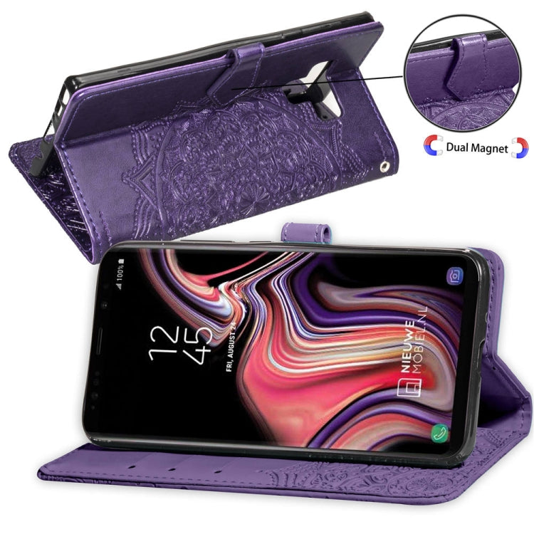 For Galaxy Note9 Halfway Mandala Embossing Pattern Horizontal Flip Leather Case with Holder & Card Slots & Wallet & Lanyard
