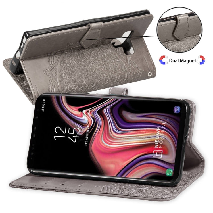 For Galaxy Note9 Halfway Mandala Embossing Pattern Horizontal Flip Leather Case with Holder & Card Slots & Wallet & Lanyard