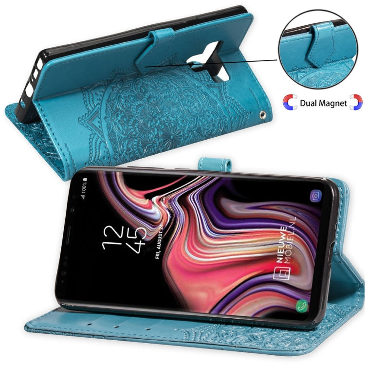For Galaxy Note9 Halfway Mandala Embossing Pattern Horizontal Flip Leather Case with Holder & Card Slots & Wallet & Lanyard