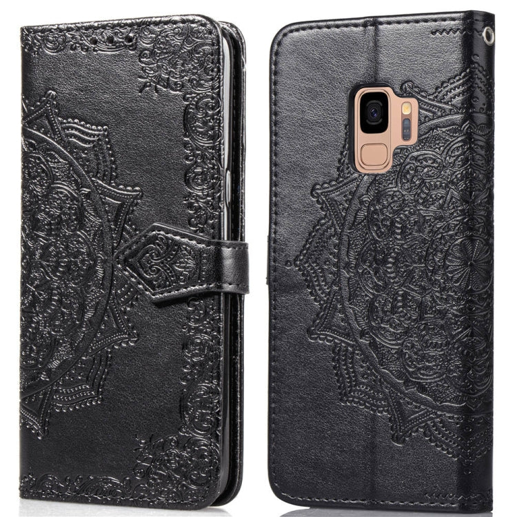 For Galaxy S9 Halfway Mandala Embossing Pattern Horizontal Flip Leather Case with Holder & Card Slots & Wallet & Lanyard