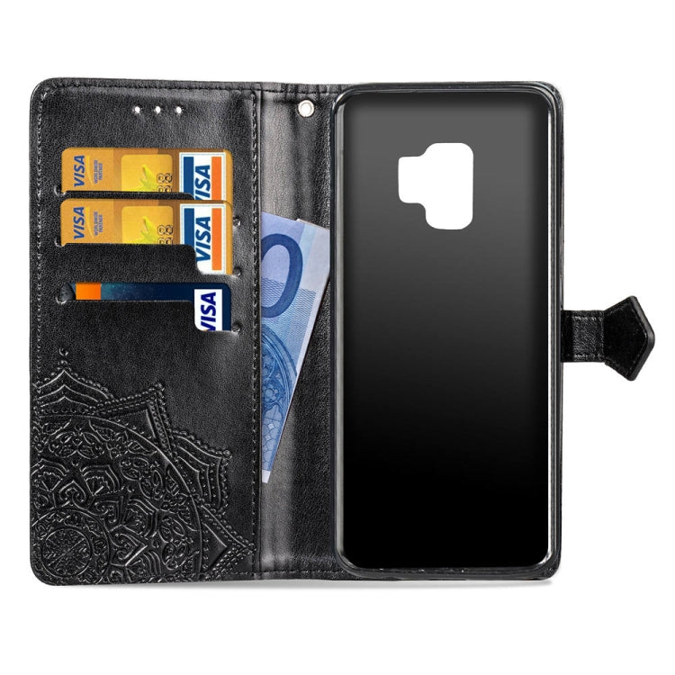 For Galaxy S9 Halfway Mandala Embossing Pattern Horizontal Flip Leather Case with Holder & Card Slots & Wallet & Lanyard