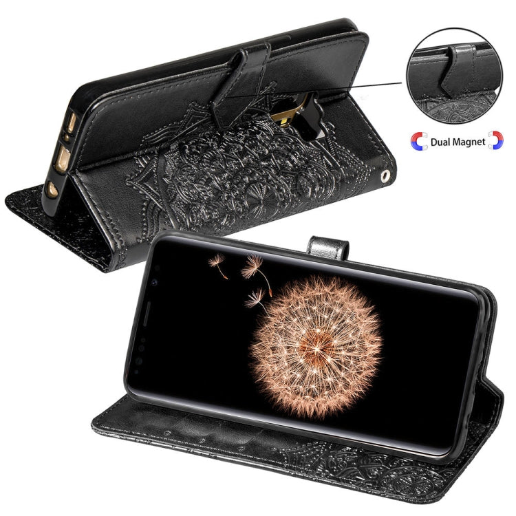 For Galaxy S9 Halfway Mandala Embossing Pattern Horizontal Flip Leather Case with Holder & Card Slots & Wallet & Lanyard