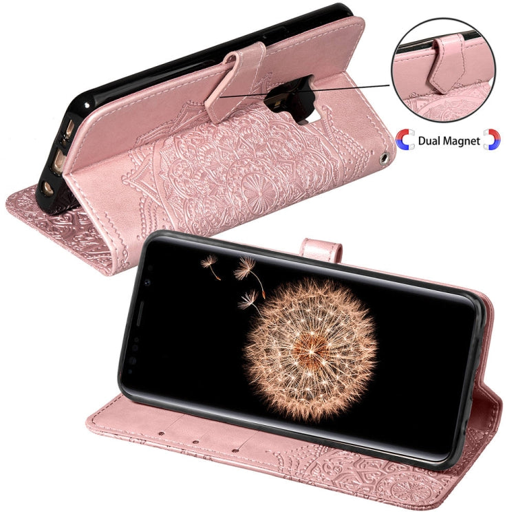 For Galaxy S9 Halfway Mandala Embossing Pattern Horizontal Flip Leather Case with Holder & Card Slots & Wallet & Lanyard