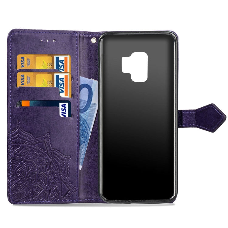 For Galaxy S9 Halfway Mandala Embossing Pattern Horizontal Flip Leather Case with Holder & Card Slots & Wallet & Lanyard