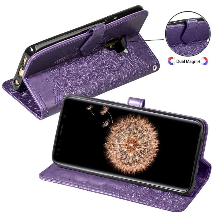 For Galaxy S9 Halfway Mandala Embossing Pattern Horizontal Flip Leather Case with Holder & Card Slots & Wallet & Lanyard