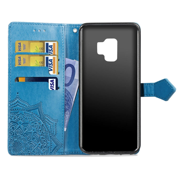 For Galaxy S9 Halfway Mandala Embossing Pattern Horizontal Flip Leather Case with Holder & Card Slots & Wallet & Lanyard
