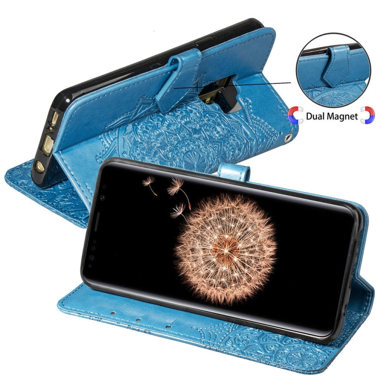 For Galaxy S9 Halfway Mandala Embossing Pattern Horizontal Flip Leather Case with Holder & Card Slots & Wallet & Lanyard