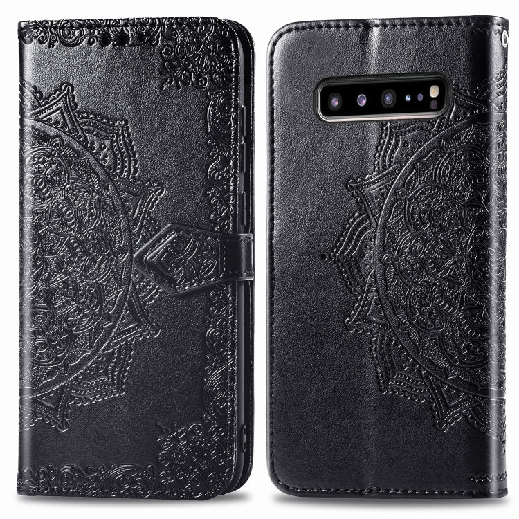 For Galaxy S10 5G Halfway Mandala Embossing Pattern Horizontal Flip Leather Case with Holder & Card Slots & Wallet & Lanyard
