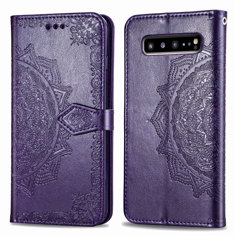 For Galaxy S10 5G Halfway Mandala Embossing Pattern Horizontal Flip Leather Case with Holder & Card Slots & Wallet & Lanyard