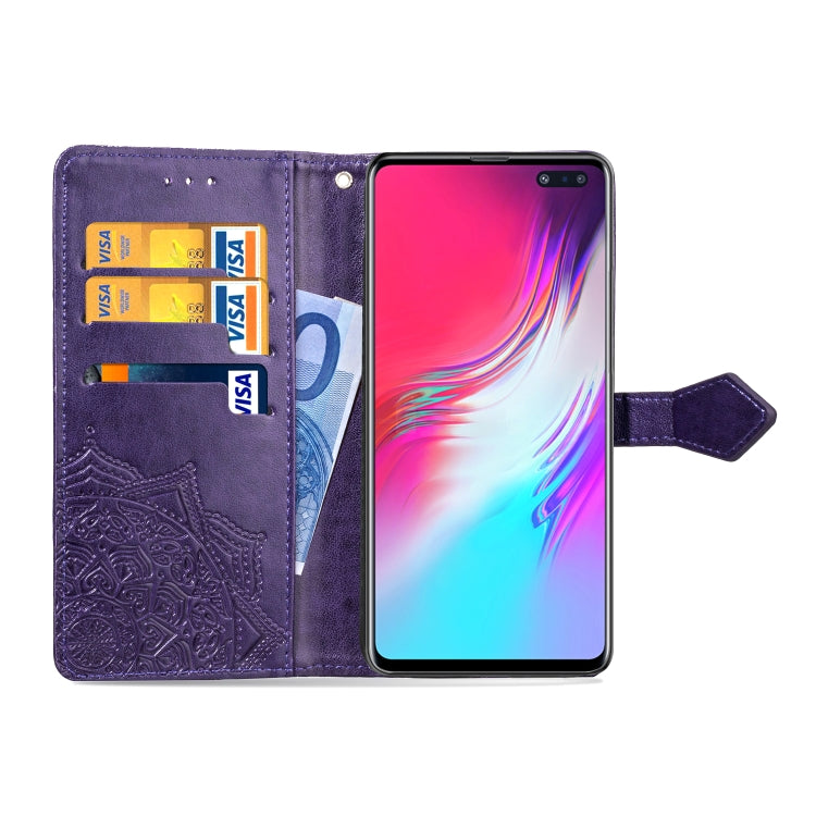 For Galaxy S10 5G Halfway Mandala Embossing Pattern Horizontal Flip Leather Case with Holder & Card Slots & Wallet & Lanyard