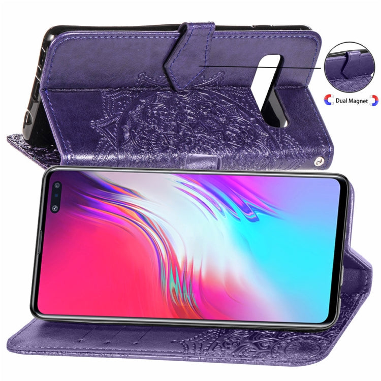 For Galaxy S10 5G Halfway Mandala Embossing Pattern Horizontal Flip Leather Case with Holder & Card Slots & Wallet & Lanyard