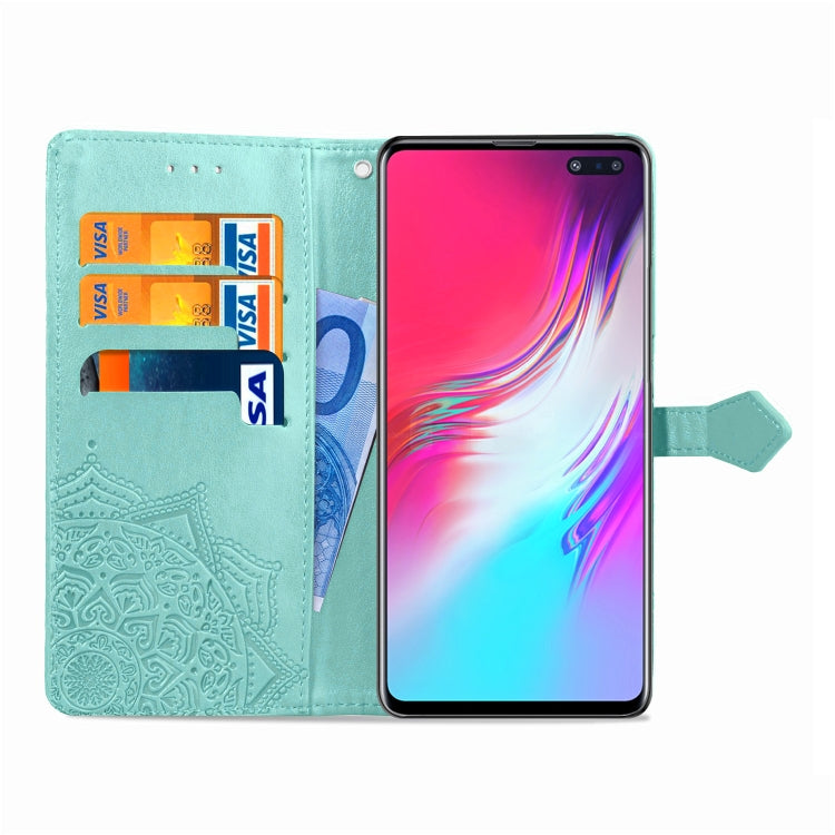 For Galaxy S10 5G Halfway Mandala Embossing Pattern Horizontal Flip Leather Case with Holder & Card Slots & Wallet & Lanyard