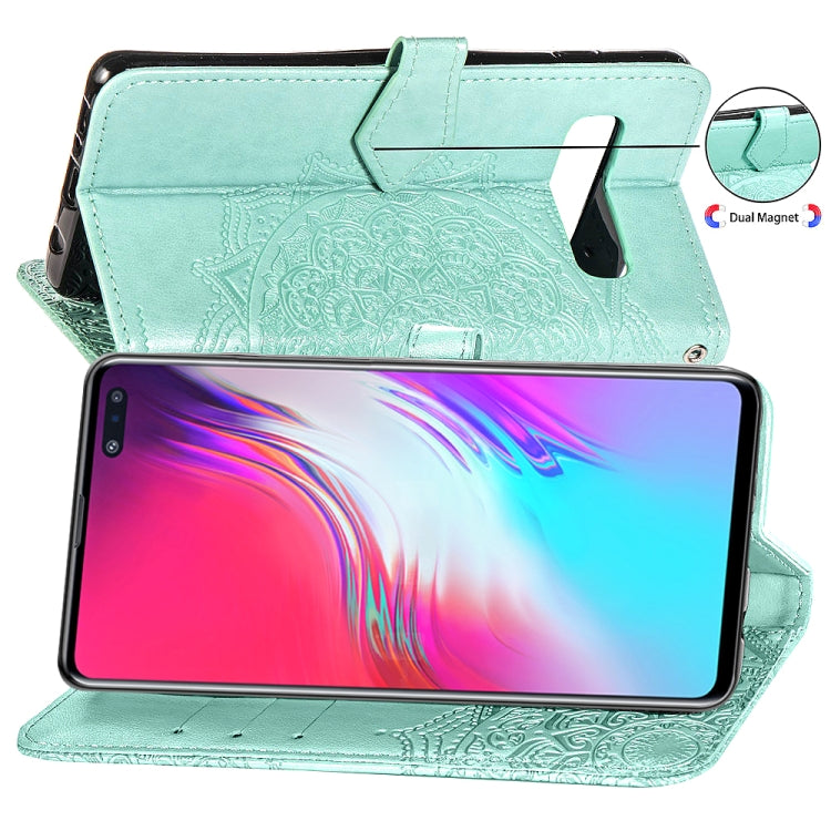 For Galaxy S10 5G Halfway Mandala Embossing Pattern Horizontal Flip Leather Case with Holder & Card Slots & Wallet & Lanyard