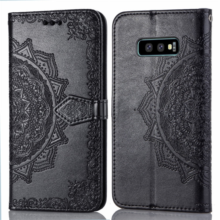 For Galaxy S10e Halfway Mandala Embossing Pattern Horizontal Flip Leather Case with Holder & Card Slots & Wallet & Lanyard