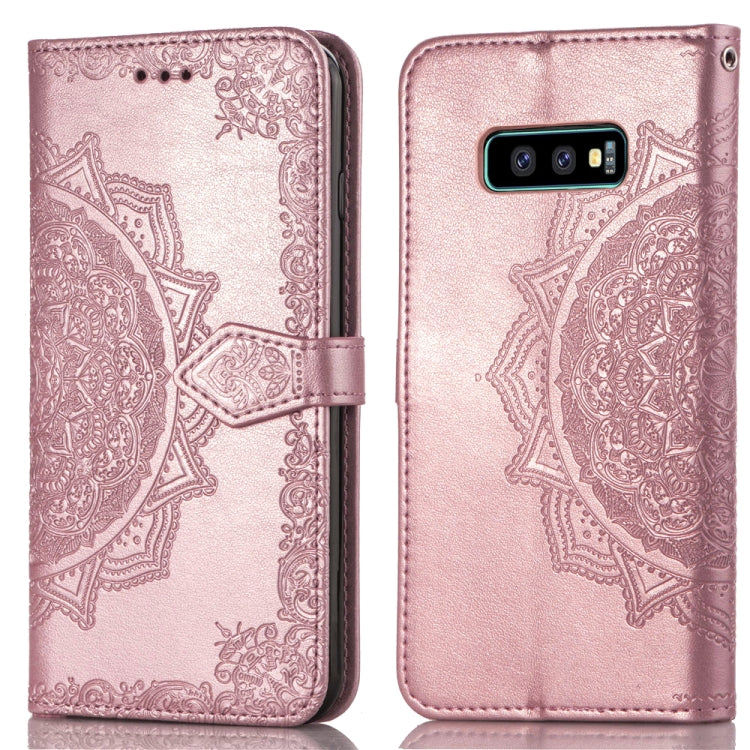 For Galaxy S10e Halfway Mandala Embossing Pattern Horizontal Flip Leather Case with Holder & Card Slots & Wallet & Lanyard