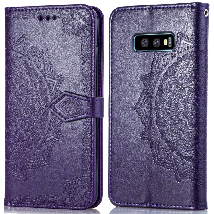 For Galaxy S10e Halfway Mandala Embossing Pattern Horizontal Flip Leather Case with Holder & Card Slots & Wallet & Lanyard