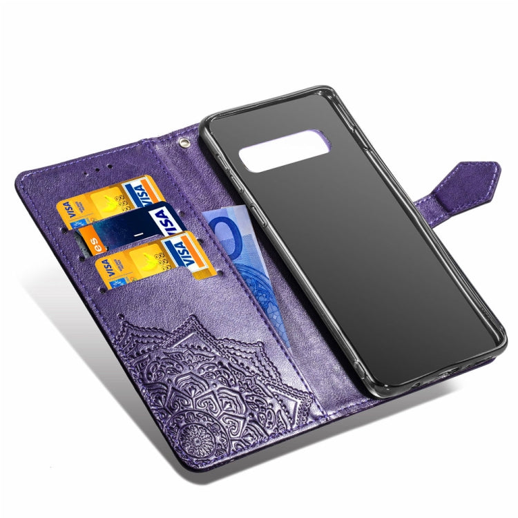 For Galaxy S10e Halfway Mandala Embossing Pattern Horizontal Flip Leather Case with Holder & Card Slots & Wallet & Lanyard