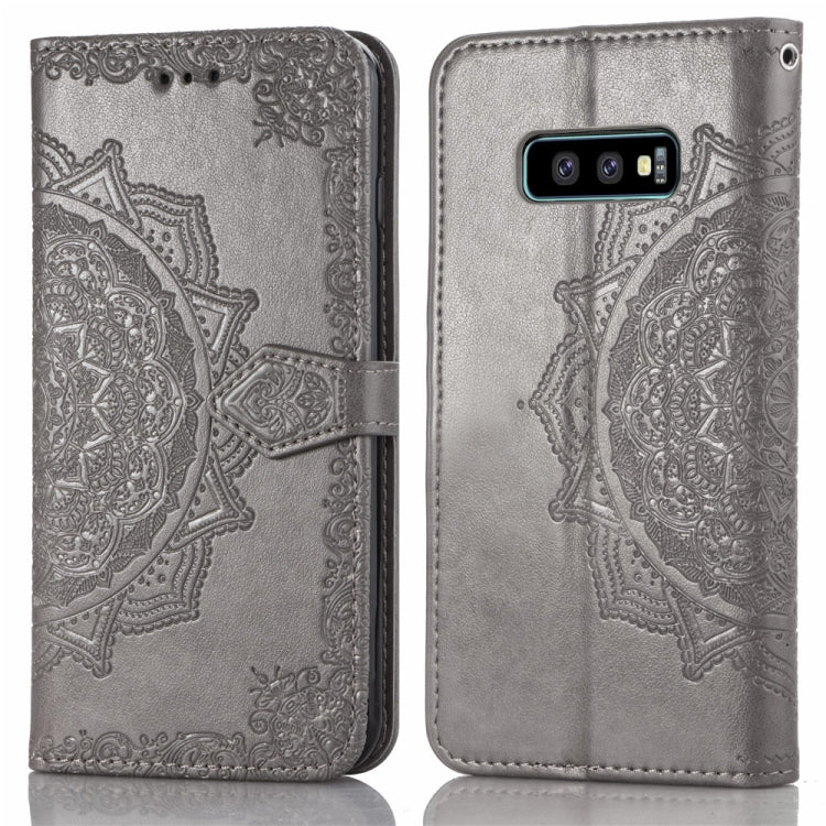 For Galaxy S10e Halfway Mandala Embossing Pattern Horizontal Flip Leather Case with Holder & Card Slots & Wallet & Lanyard