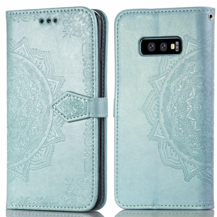 For Galaxy S10e Halfway Mandala Embossing Pattern Horizontal Flip Leather Case with Holder & Card Slots & Wallet & Lanyard