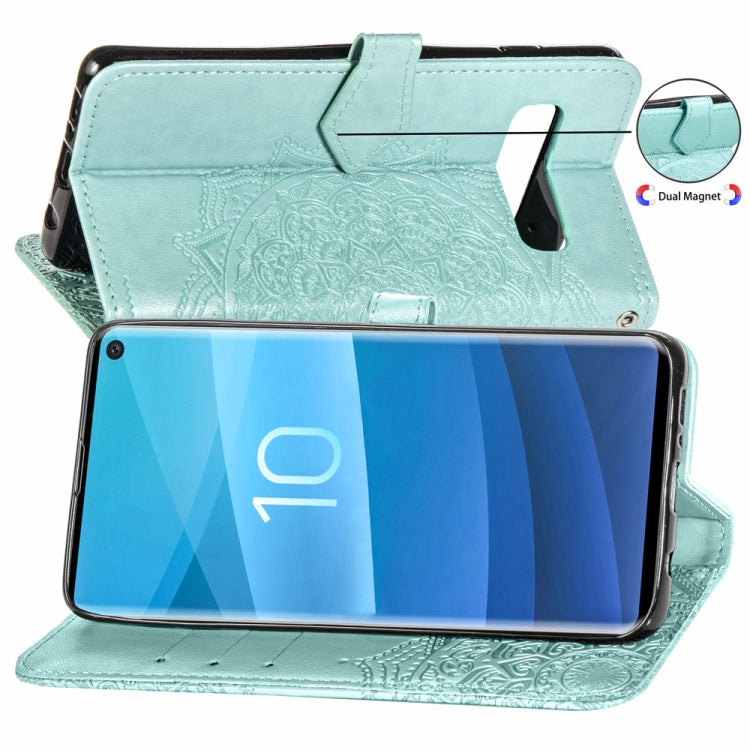 For Galaxy S10e Halfway Mandala Embossing Pattern Horizontal Flip Leather Case with Holder & Card Slots & Wallet & Lanyard