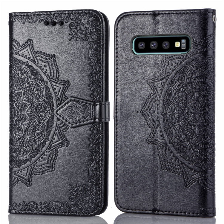 For Galaxy S10+ Halfway Mandala Embossing Pattern Horizontal Flip Leather Case with Holder & Card Slots & Wallet & Lanyard