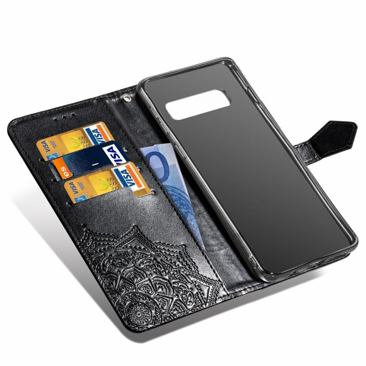 For Galaxy S10+ Halfway Mandala Embossing Pattern Horizontal Flip Leather Case with Holder & Card Slots & Wallet & Lanyard