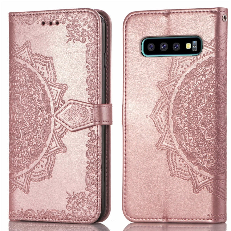 For Galaxy S10+ Halfway Mandala Embossing Pattern Horizontal Flip Leather Case with Holder & Card Slots & Wallet & Lanyard