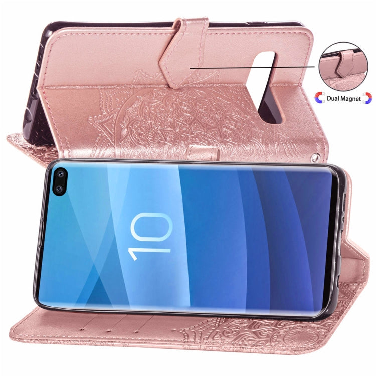 For Galaxy S10+ Halfway Mandala Embossing Pattern Horizontal Flip Leather Case with Holder & Card Slots & Wallet & Lanyard
