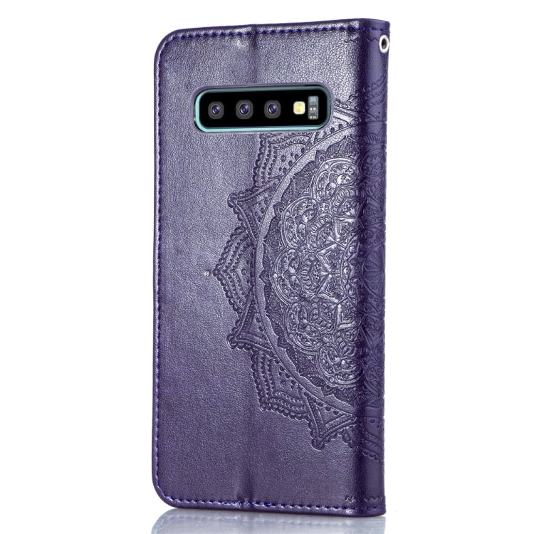 For Galaxy S10+ Halfway Mandala Embossing Pattern Horizontal Flip Leather Case with Holder & Card Slots & Wallet & Lanyard