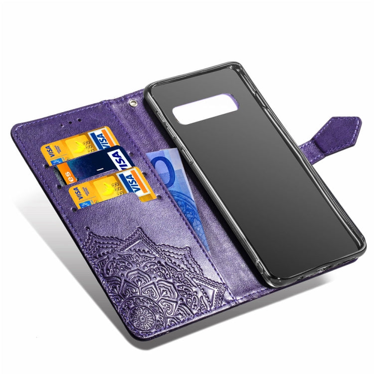 For Galaxy S10+ Halfway Mandala Embossing Pattern Horizontal Flip Leather Case with Holder & Card Slots & Wallet & Lanyard