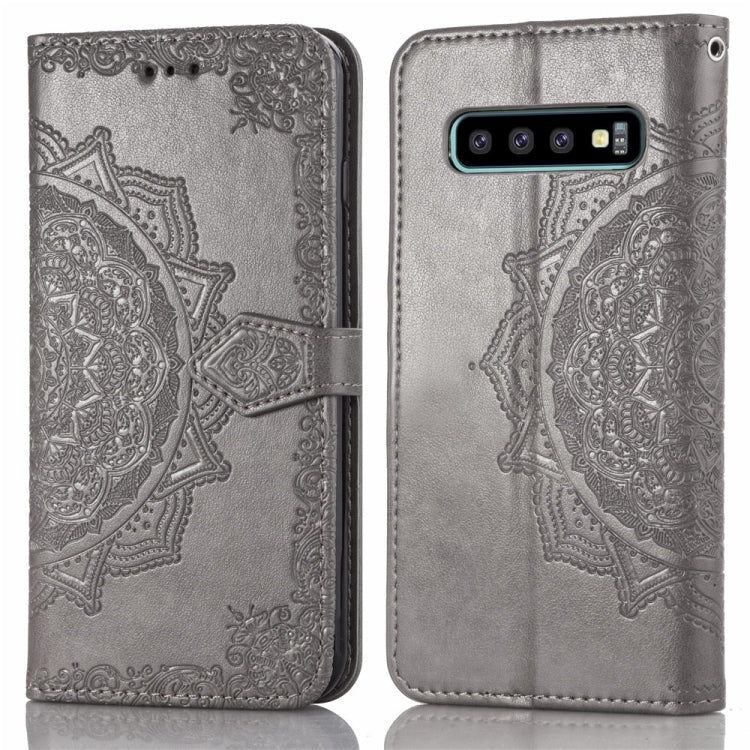 For Galaxy S10+ Halfway Mandala Embossing Pattern Horizontal Flip Leather Case with Holder & Card Slots & Wallet & Lanyard
