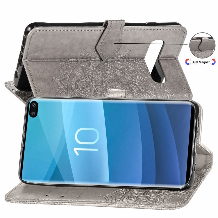 For Galaxy S10+ Halfway Mandala Embossing Pattern Horizontal Flip Leather Case with Holder & Card Slots & Wallet & Lanyard