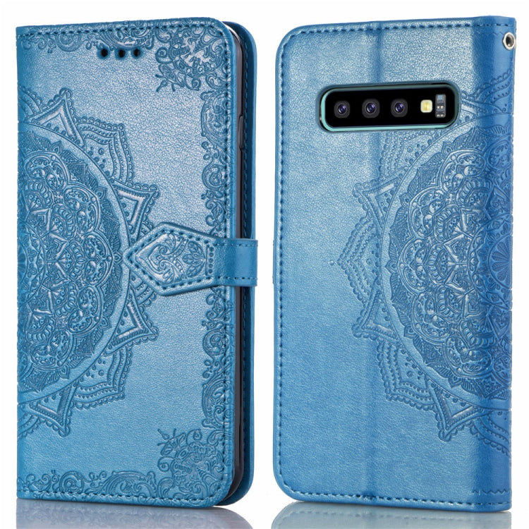 For Galaxy S10+ Halfway Mandala Embossing Pattern Horizontal Flip Leather Case with Holder & Card Slots & Wallet & Lanyard
