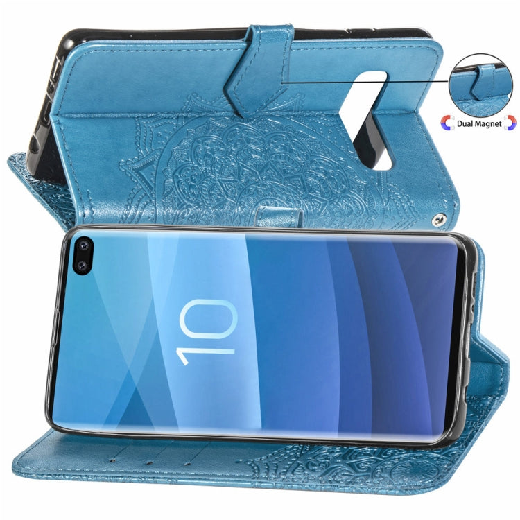For Galaxy S10+ Halfway Mandala Embossing Pattern Horizontal Flip Leather Case with Holder & Card Slots & Wallet & Lanyard