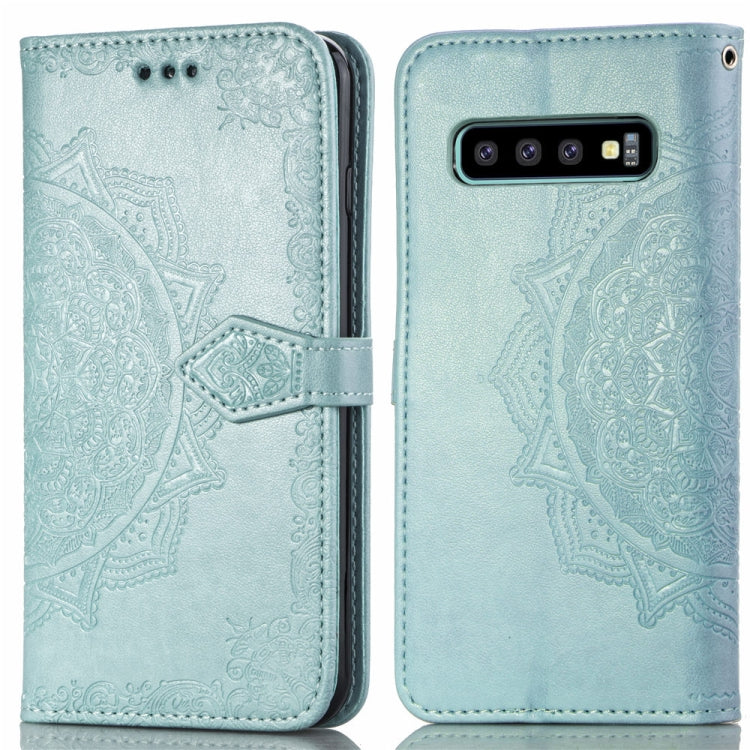 For Galaxy S10+ Halfway Mandala Embossing Pattern Horizontal Flip Leather Case with Holder & Card Slots & Wallet & Lanyard