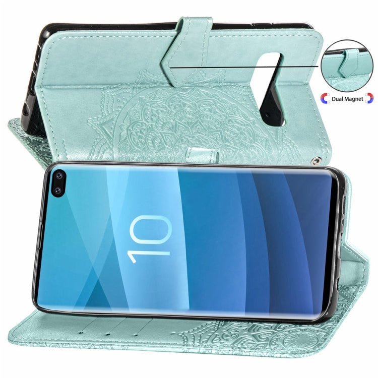 For Galaxy S10+ Halfway Mandala Embossing Pattern Horizontal Flip Leather Case with Holder & Card Slots & Wallet & Lanyard