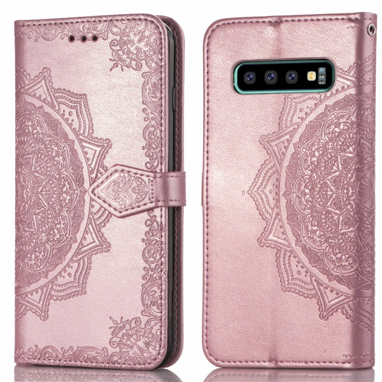 For Galaxy S10 Halfway Mandala Embossing Pattern Horizontal Flip Leather Case with Holder & Card Slots & Wallet & Lanyard
